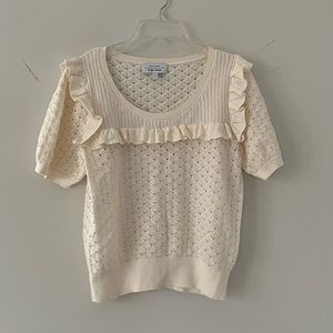 & Other Stories Cream Knit Top with Ruffle Detail
